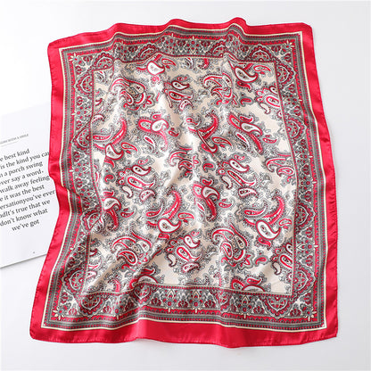 Anna-Kaci Women's Satin Square Scarf with Classic Paisley Print 23.6¡Á23.6 Inches