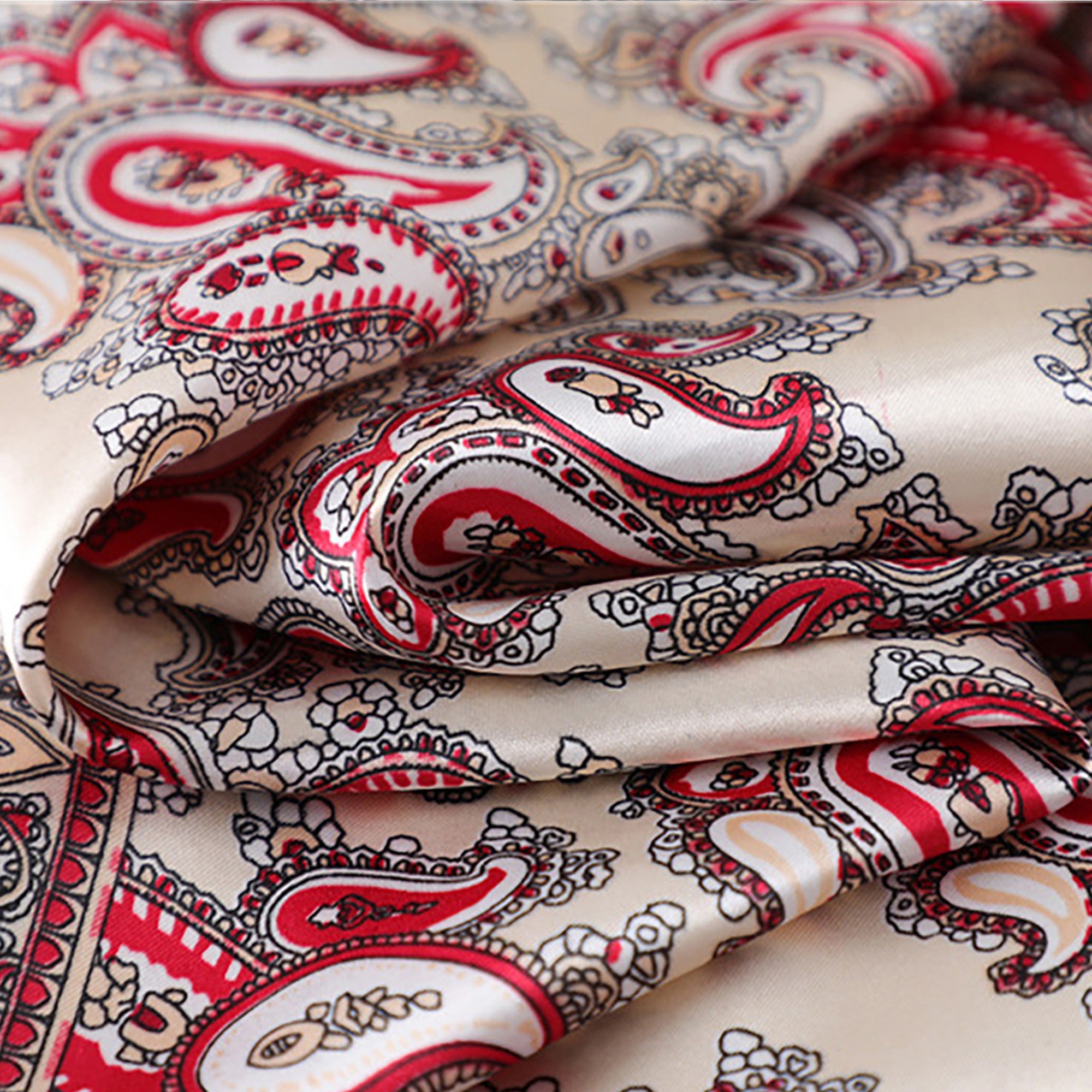 Anna-Kaci Women's Satin Square Scarf with Classic Paisley Print 23.6¡Á23.6 Inches