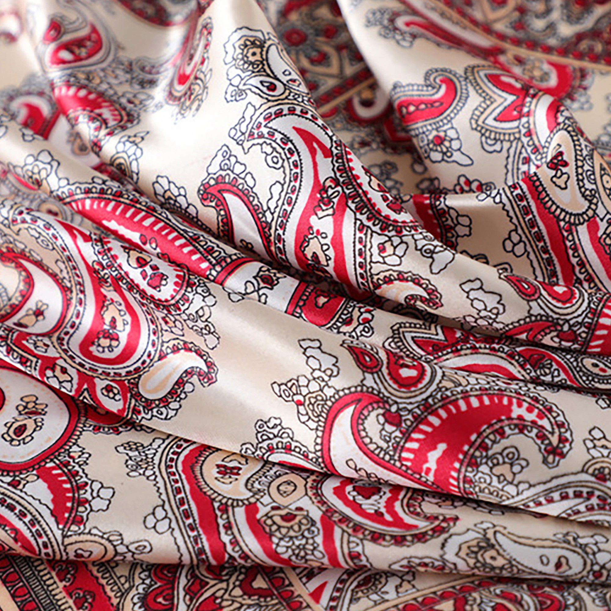 Anna-Kaci Women's Satin Square Scarf with Classic Paisley Print 23.6¡Á23.6 Inches