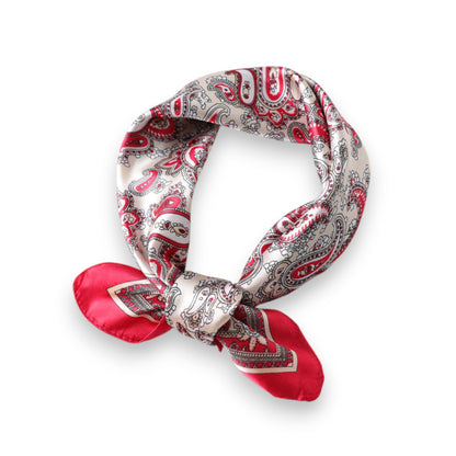Anna-Kaci Women's Satin Square Scarf with Classic Paisley Print 23.6¡Á23.6 Inches