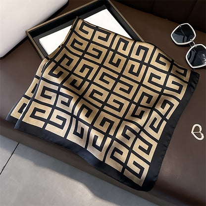 Anna-Kaci Women's Satin Square Scarf with Geometric Pattern Design 27.5¡Á27.5 Inches