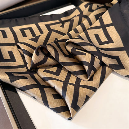 Anna-Kaci Women's Satin Square Scarf with Geometric Pattern Design 27.5¡Á27.5 Inches