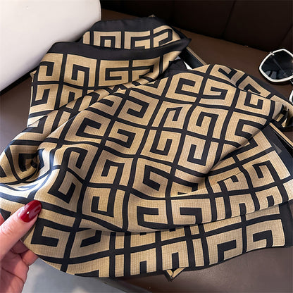 Anna-Kaci Women's Satin Square Scarf with Geometric Pattern Design 27.5¡Á27.5 Inches