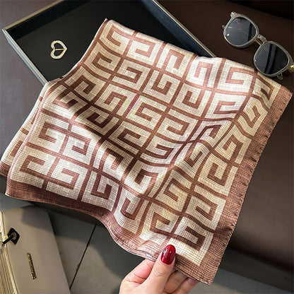 Anna-Kaci Women's Satin Square Scarf with Geometric Pattern Design 27.5¡Á27.5 Inches