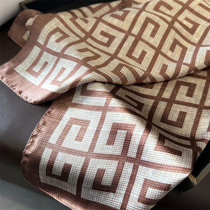 Anna-Kaci Women's Satin Square Scarf with Geometric Pattern Design 27.5¡Á27.5 Inches