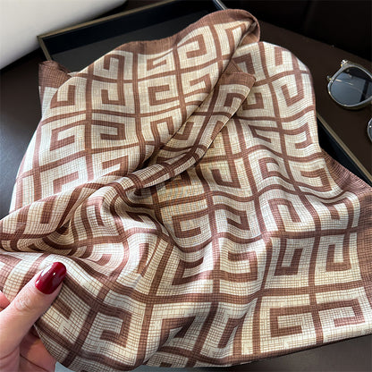 Anna-Kaci Women's Satin Square Scarf with Geometric Pattern Design 27.5¡Á27.5 Inches