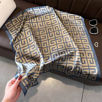 Anna-Kaci Women's Satin Square Scarf with Geometric Pattern Design 27.5¡Á27.5 Inches