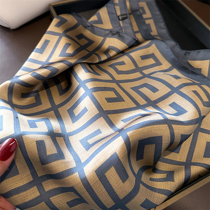 Anna-Kaci Women's Satin Square Scarf with Geometric Pattern Design 27.5¡Á27.5 Inches