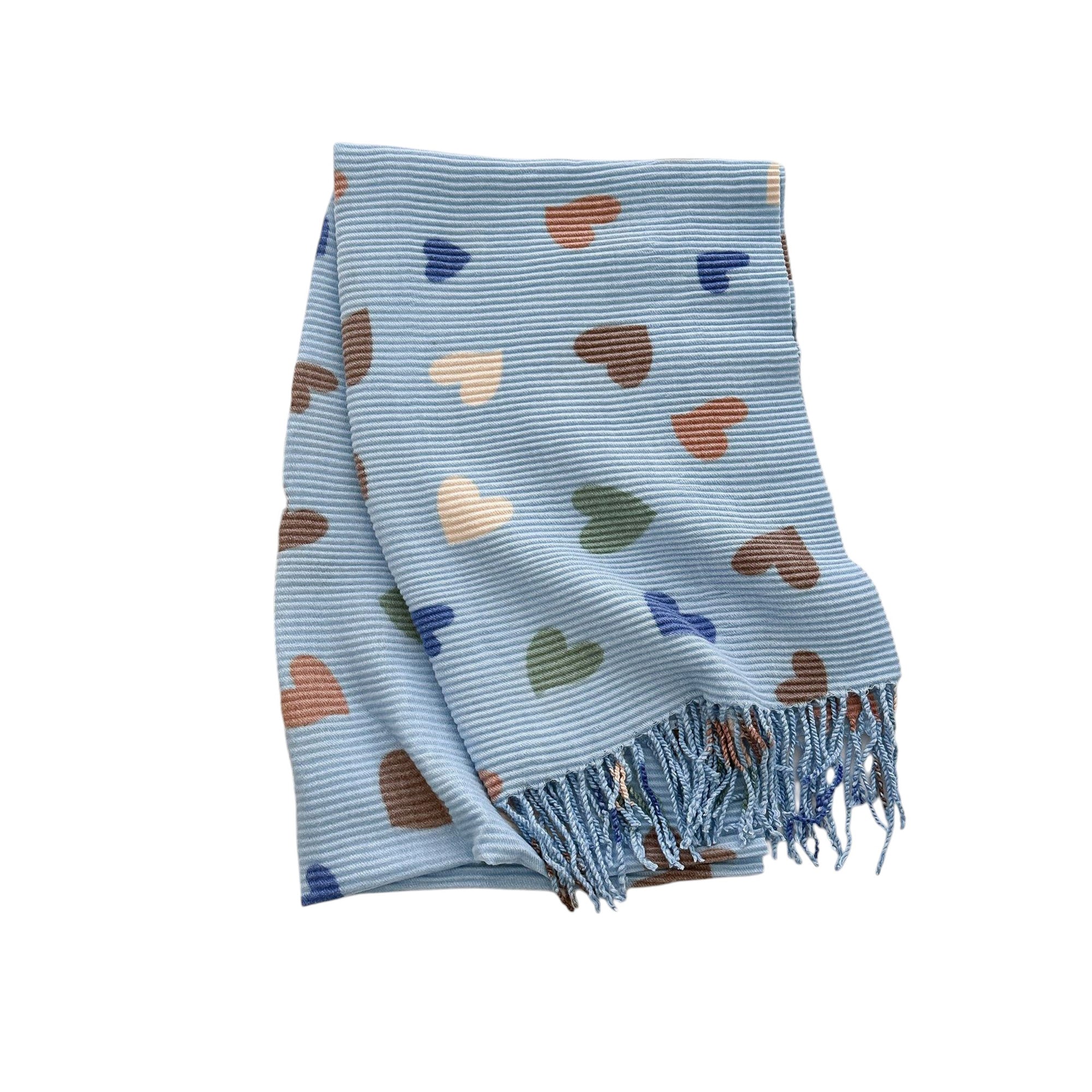 Anna-Kaci Women¡¯s Heart Pattern Soft Knit Scarf with Delicate Fringe Edges and Lightweight Cozy Texture Designed for Gentle Everyday Comfort