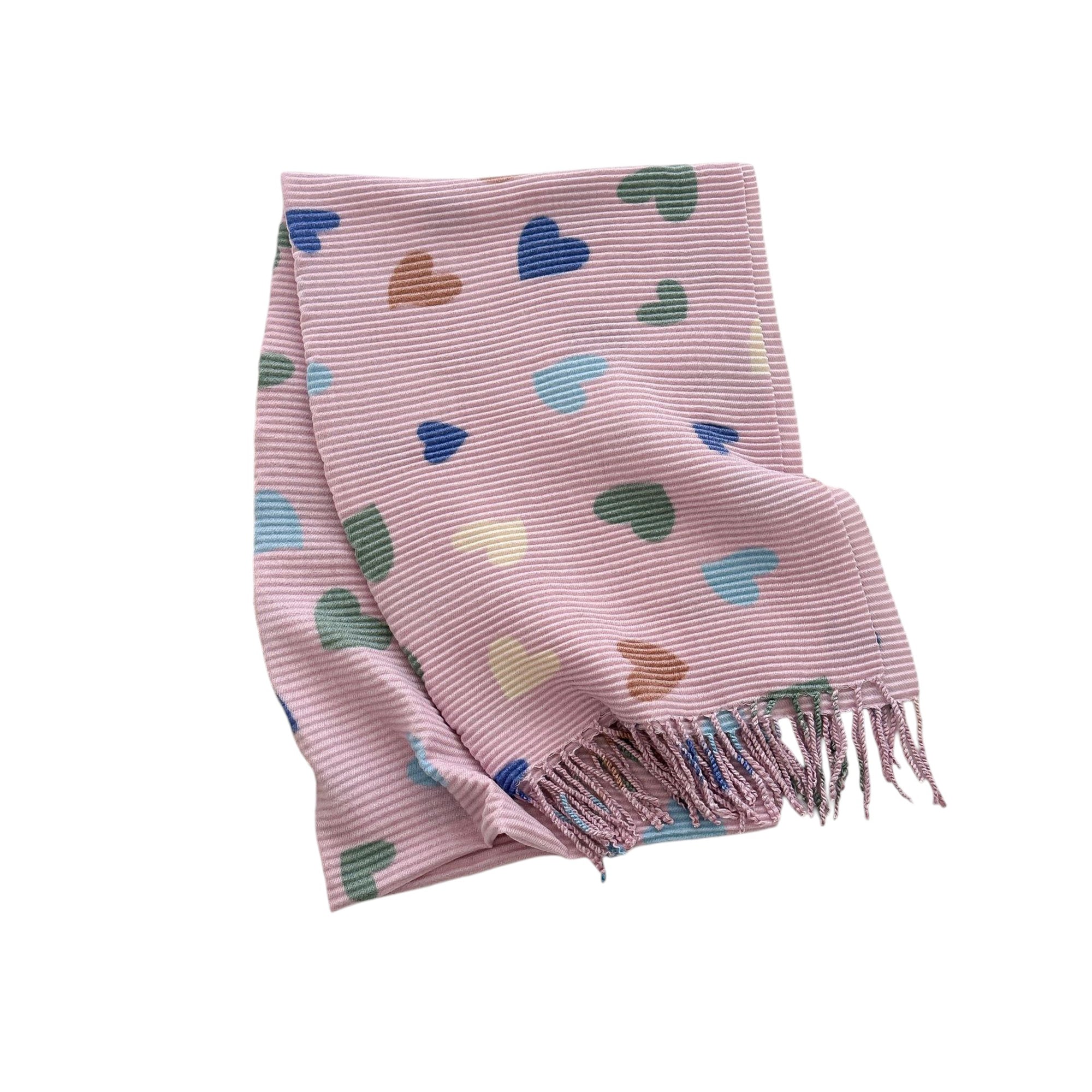 Anna-Kaci Women¡¯s Heart Pattern Soft Knit Scarf with Delicate Fringe Edges and Lightweight Cozy Texture Designed for Gentle Everyday Comfort