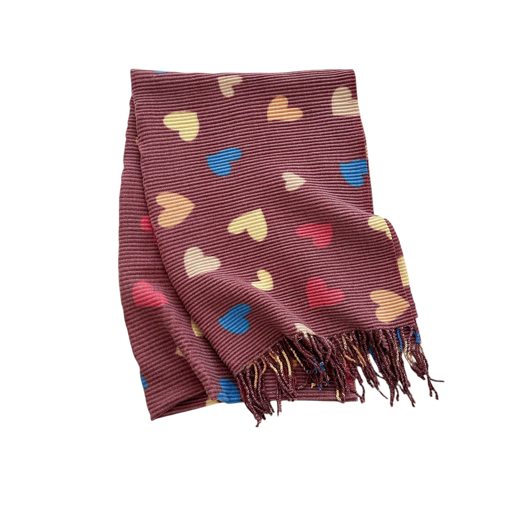 Anna-Kaci Women¡¯s Heart Pattern Soft Knit Scarf with Delicate Fringe Edges and Lightweight Cozy Texture Designed for Gentle Everyday Comfort