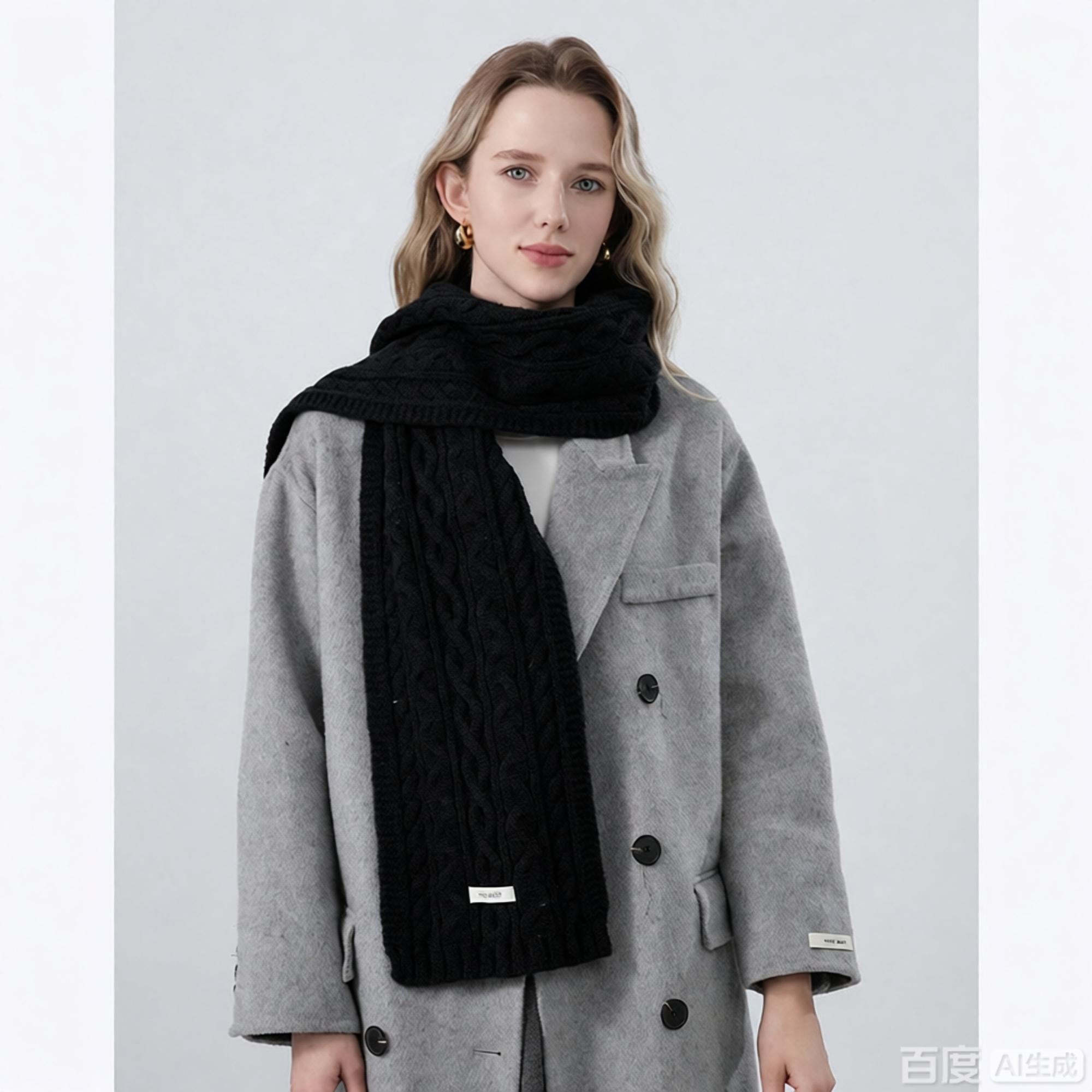 Anna-Kaci Women¡¯s Cable Knit Scarf with Soft Textured Wool-Blend Yarn and Classic Ribbed Edges for Warm Comfortable Layering in a Cozy Finish