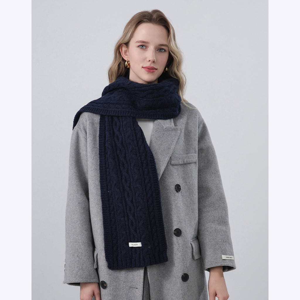 Anna-Kaci Women¡¯s Cable Knit Scarf with Soft Textured Wool-Blend Yarn and Classic Ribbed Edges for Warm Comfortable Layering in a Cozy Finish