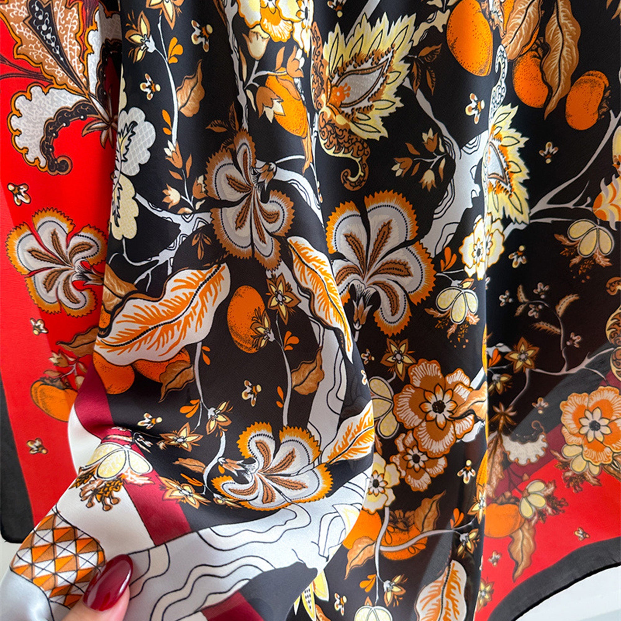Anna-Kaci Women's Floral Print Satin Scarf with Elegant Design 27.5¡Á27.5 Inches