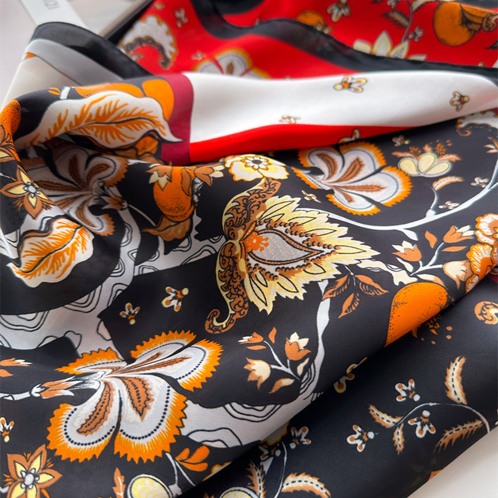 Anna-Kaci Women's Floral Print Satin Scarf with Elegant Design 27.5¡Á27.5 Inches