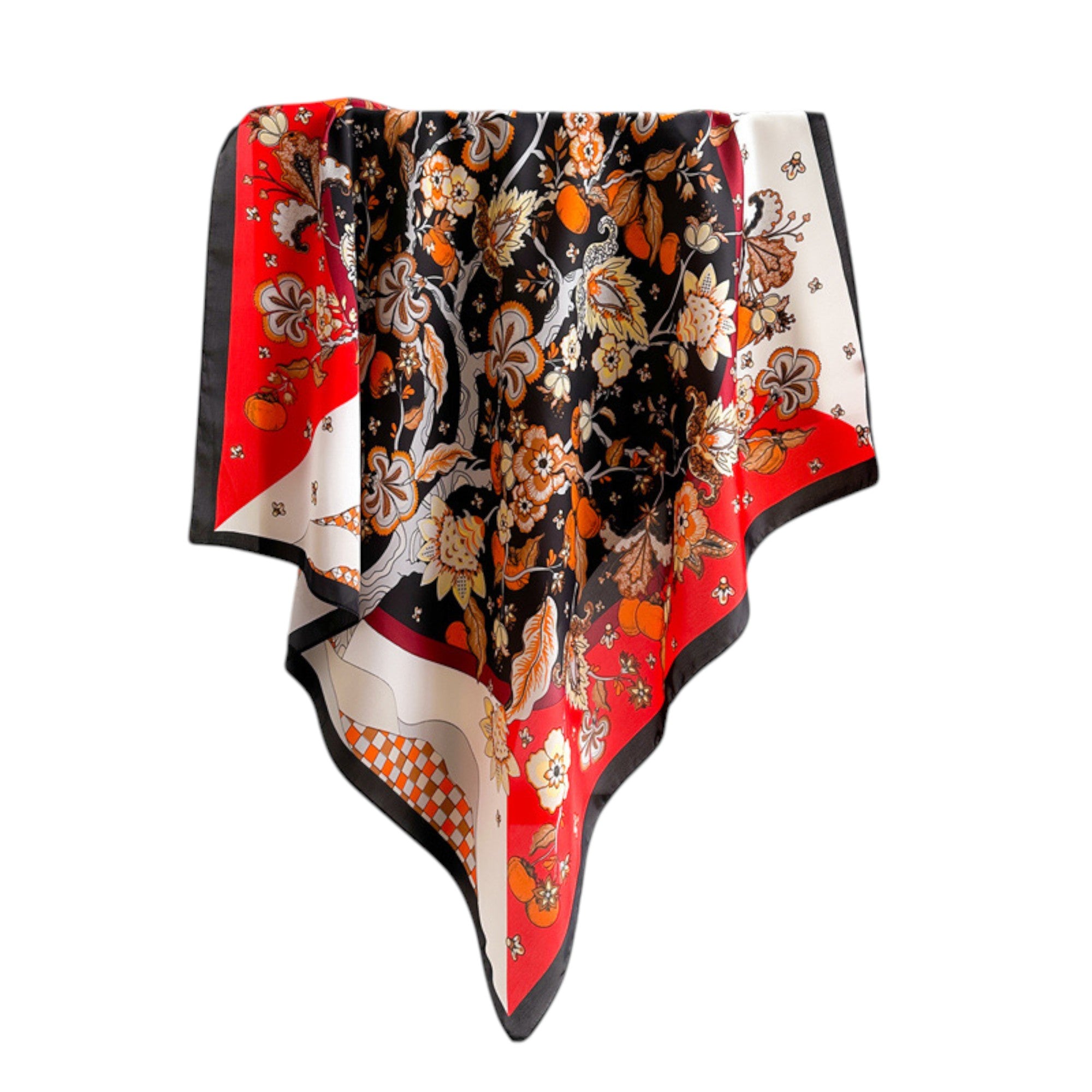 Anna-Kaci Women's Floral Print Satin Scarf with Elegant Design 27.5¡Á27.5 Inches