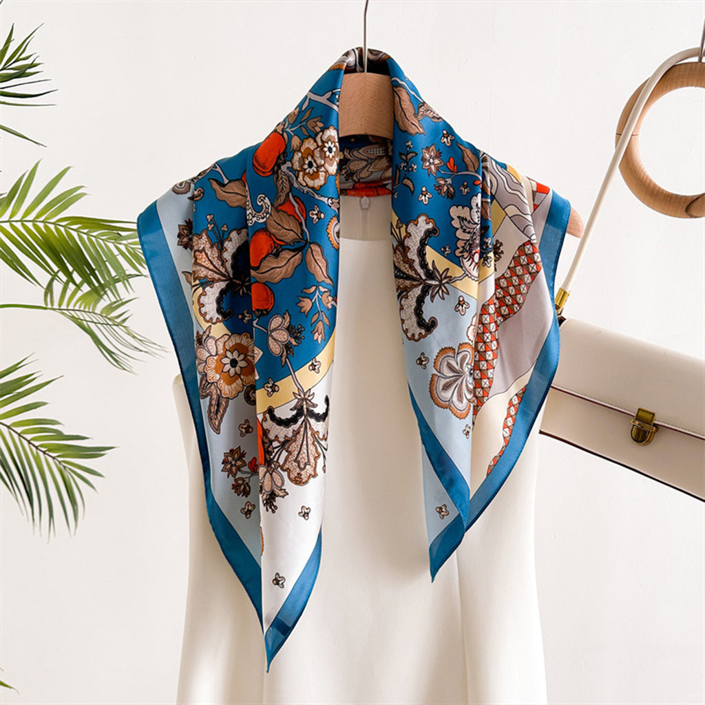 Anna-Kaci Women's Floral Print Satin Scarf with Elegant Design 27.5¡Á27.5 Inches