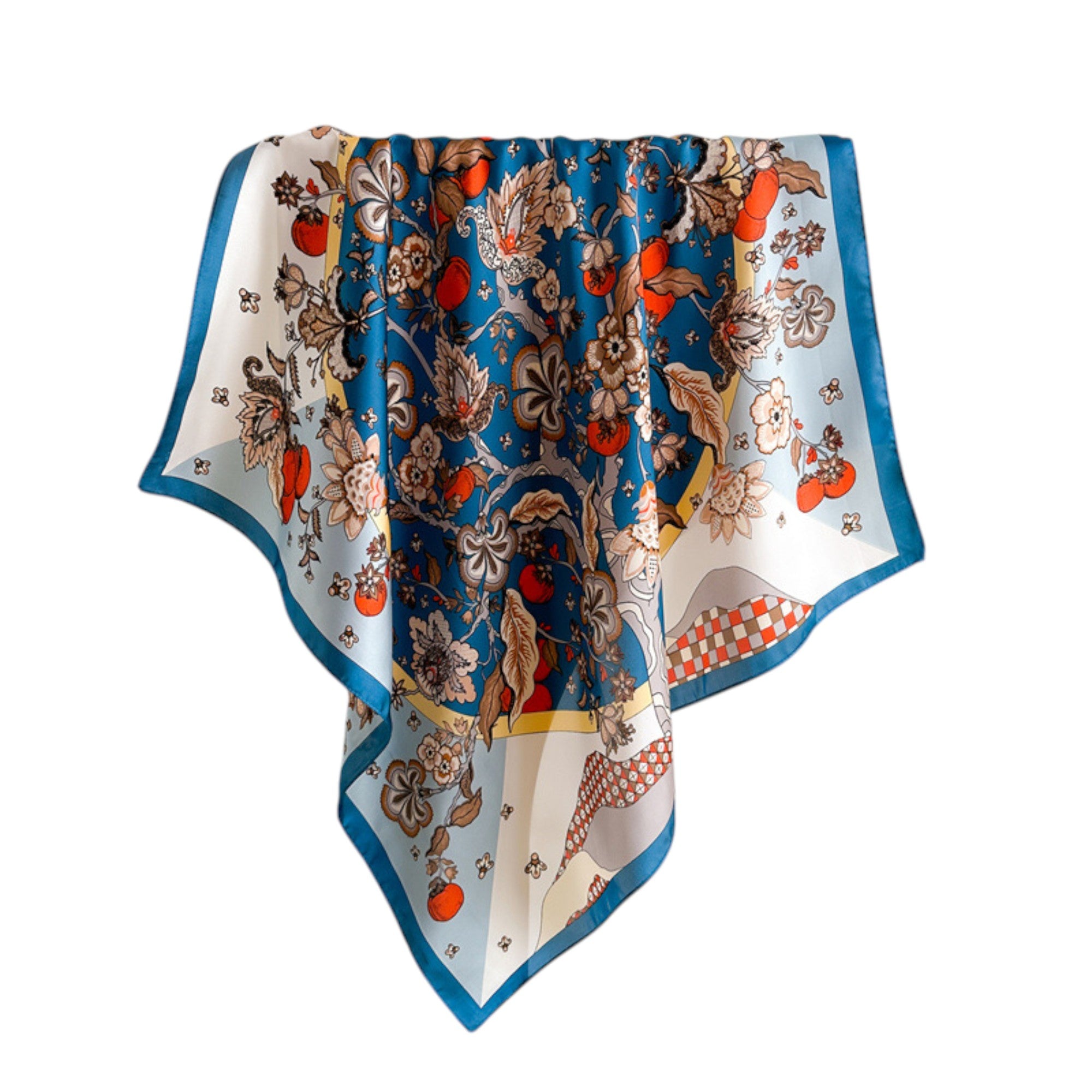 Anna-Kaci Women's Floral Print Satin Scarf with Elegant Design 27.5¡Á27.5 Inches