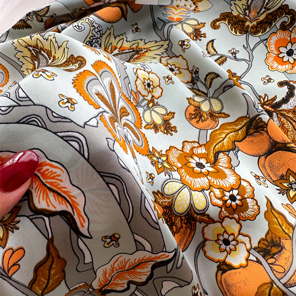 Anna-Kaci Women's Floral Print Satin Scarf with Elegant Design 27.5¡Á27.5 Inches