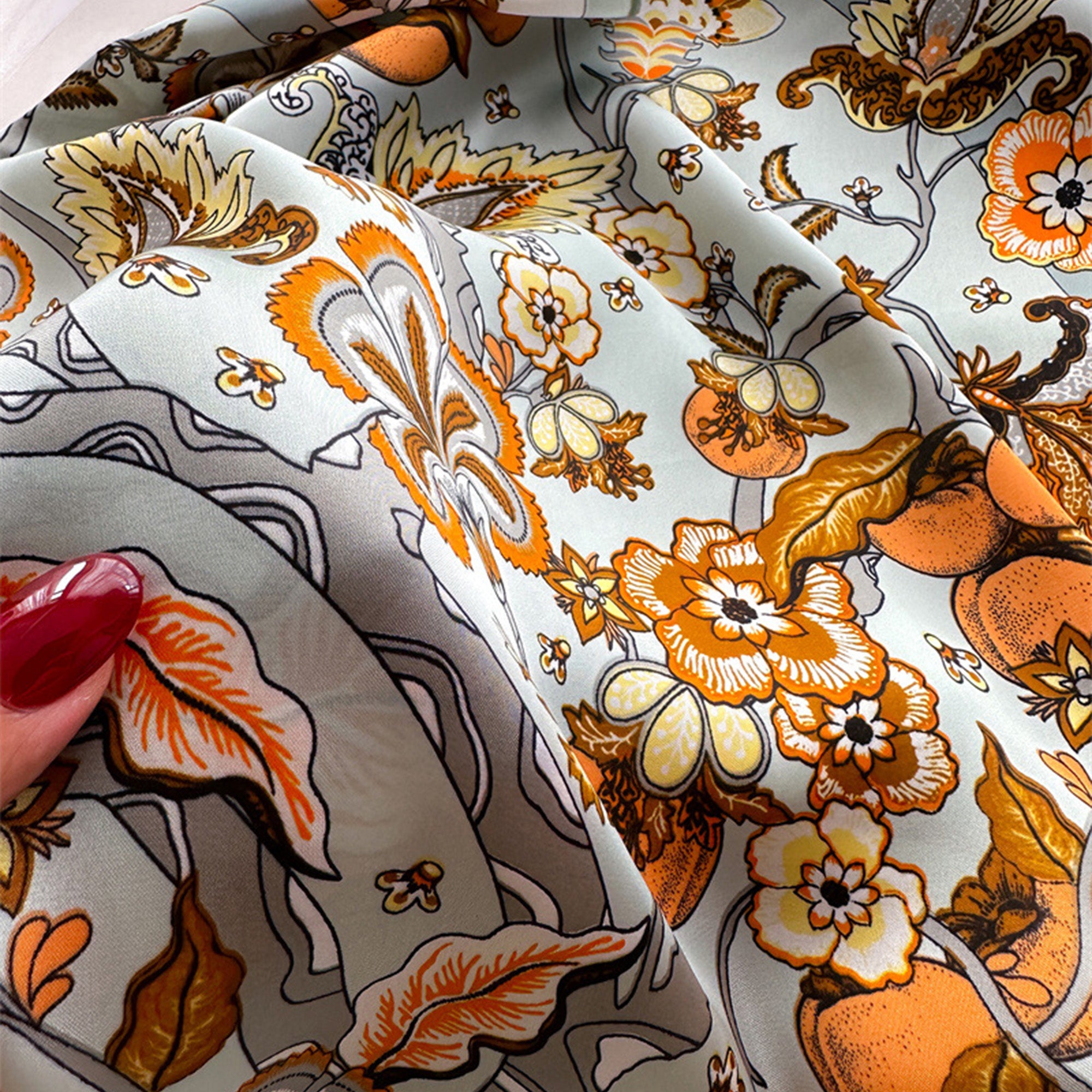 Anna-Kaci Women's Floral Print Satin Scarf with Elegant Design 27.5¡Á27.5 Inches