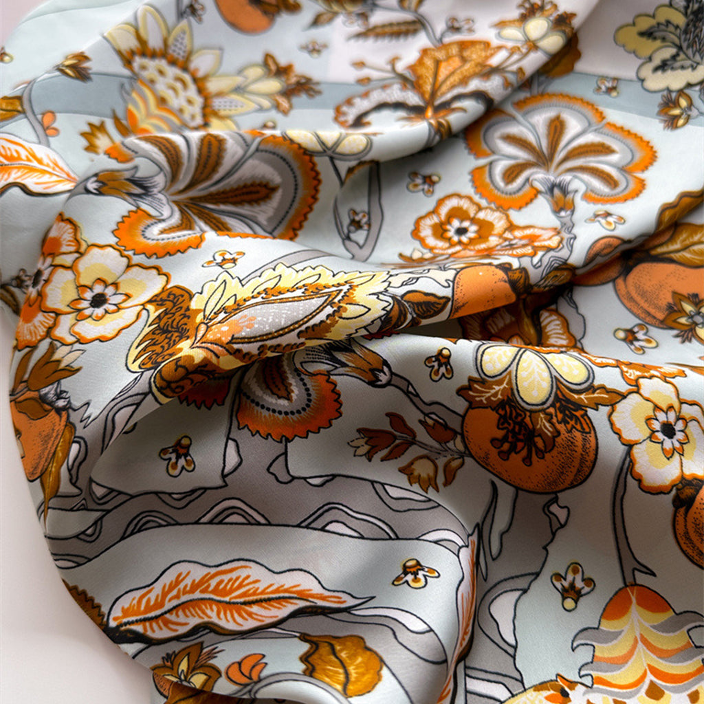 Anna-Kaci Women's Floral Print Satin Scarf with Elegant Design 27.5¡Á27.5 Inches