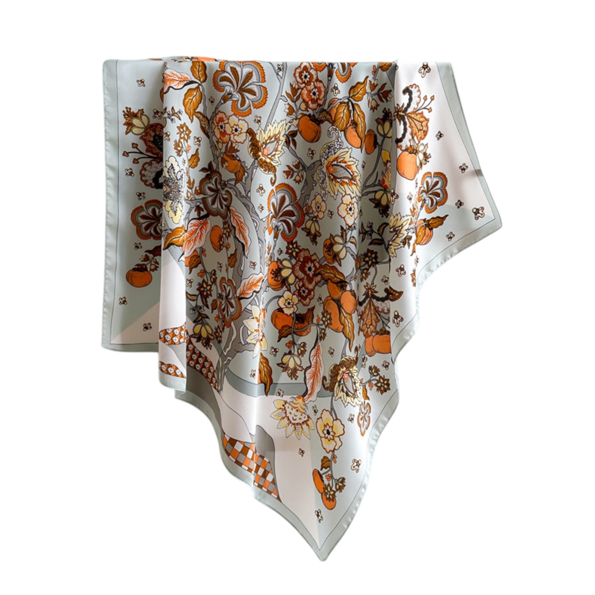 Anna-Kaci Women's Floral Print Satin Scarf with Elegant Design 27.5¡Á27.5 Inches