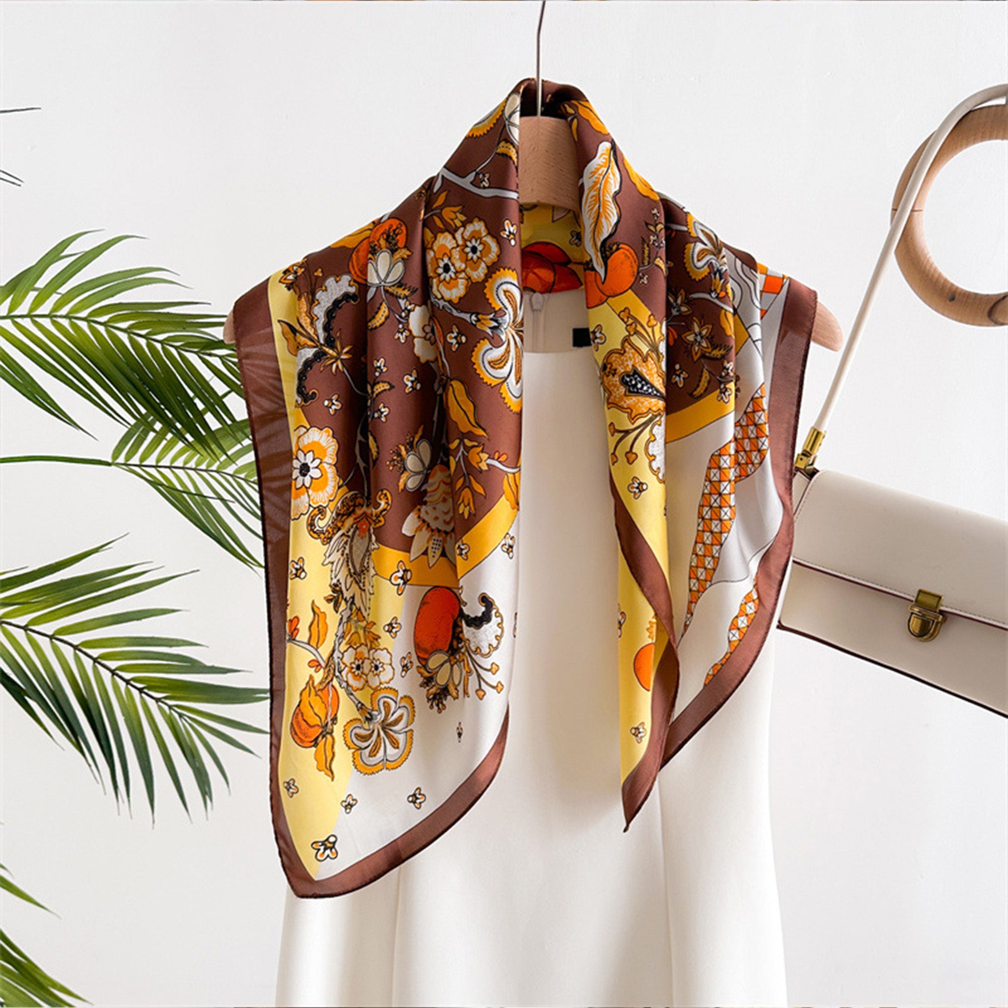 Anna-Kaci Women's Floral Print Satin Scarf with Elegant Design 27.5¡Á27.5 Inches