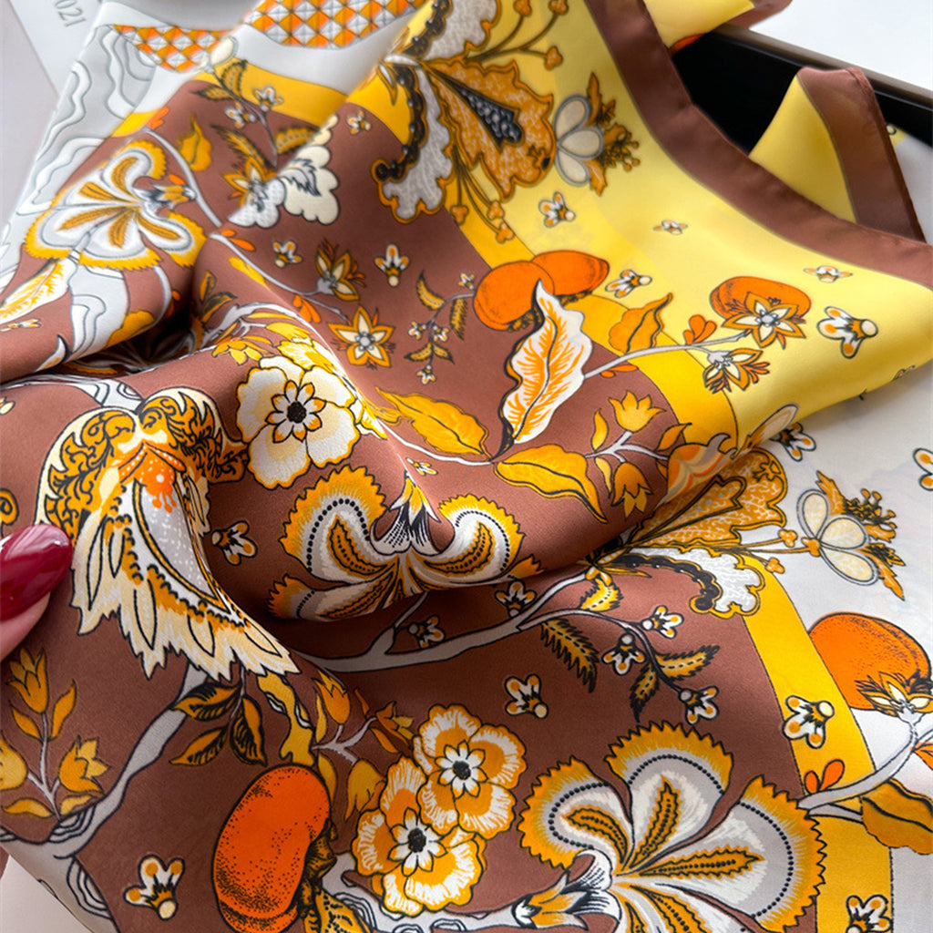 Anna-Kaci Women's Floral Print Satin Scarf with Elegant Design 27.5¡Á27.5 Inches