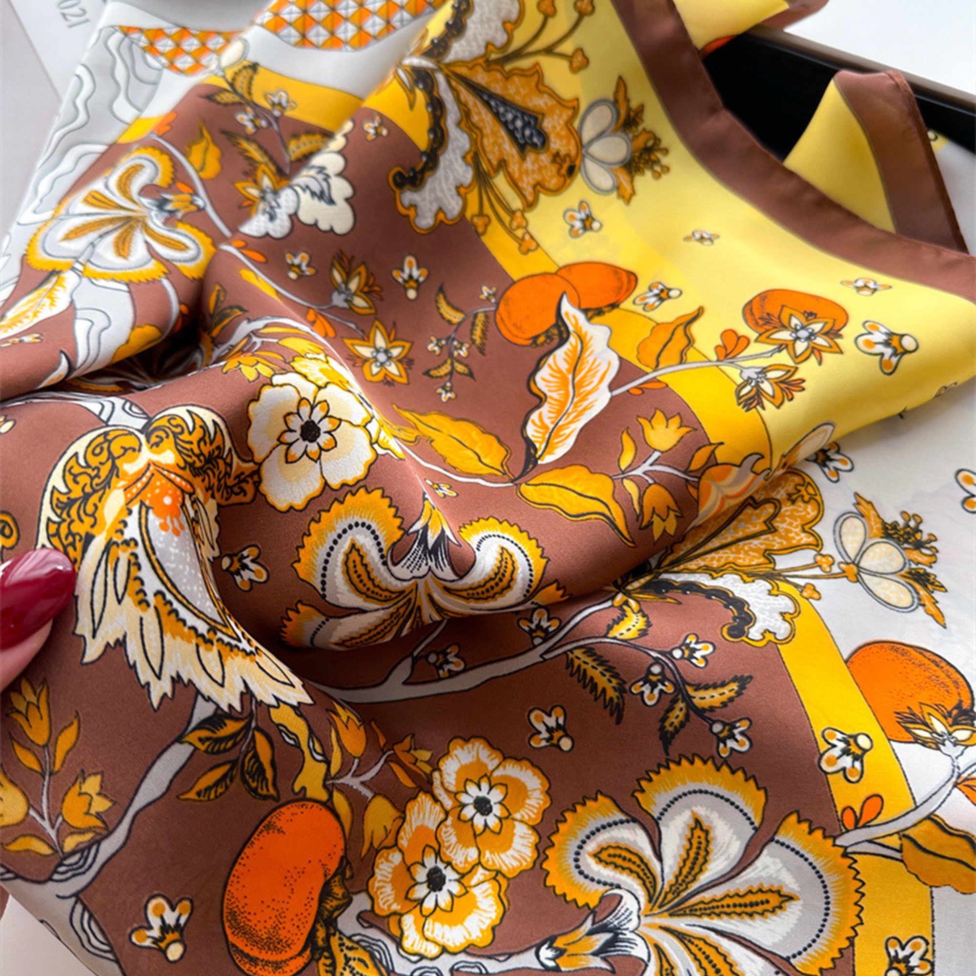 Anna-Kaci Women's Floral Print Satin Scarf with Elegant Design 27.5¡Á27.5 Inches