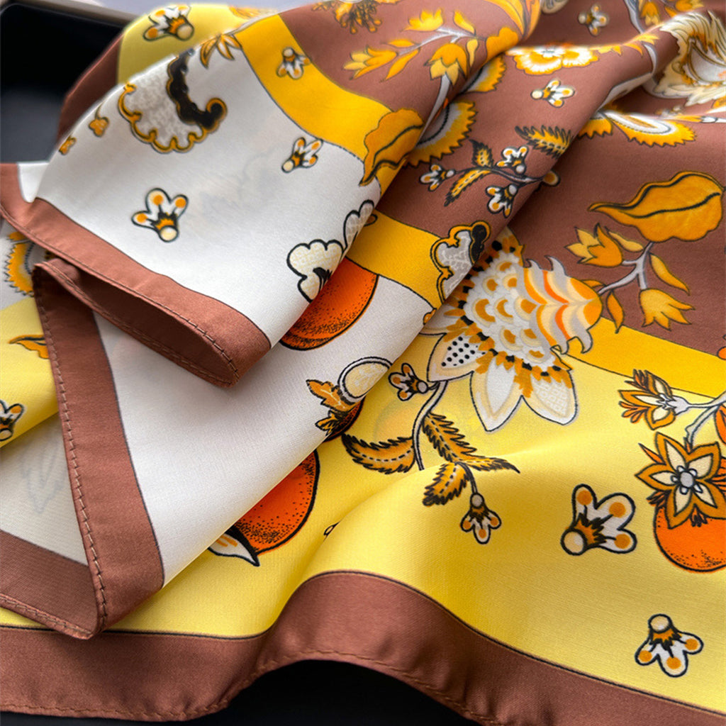 Anna-Kaci Women's Floral Print Satin Scarf with Elegant Design 27.5¡Á27.5 Inches