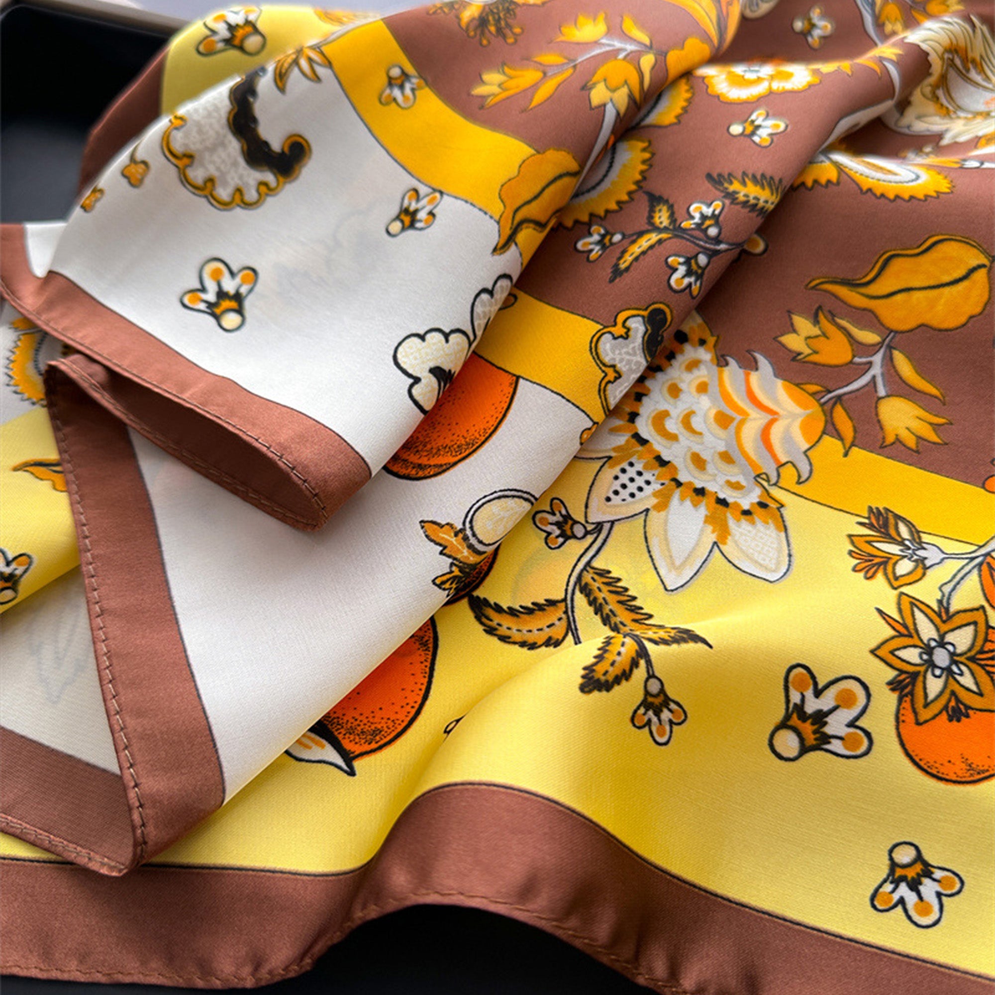 Anna-Kaci Women's Floral Print Satin Scarf with Elegant Design 27.5¡Á27.5 Inches