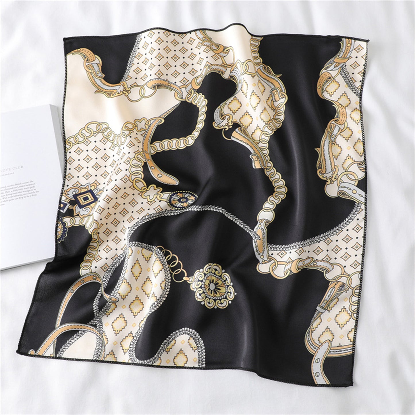 Anna-Kaci Women's Baroque Print Satin Scarf with Glossy Finish 20¡Á20 Inches