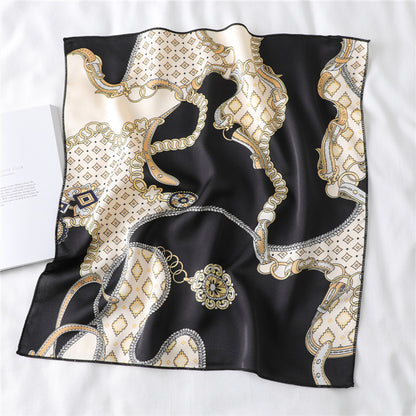 Anna-Kaci Women's Baroque Print Satin Scarf with Glossy Finish 20¡Á20 Inches