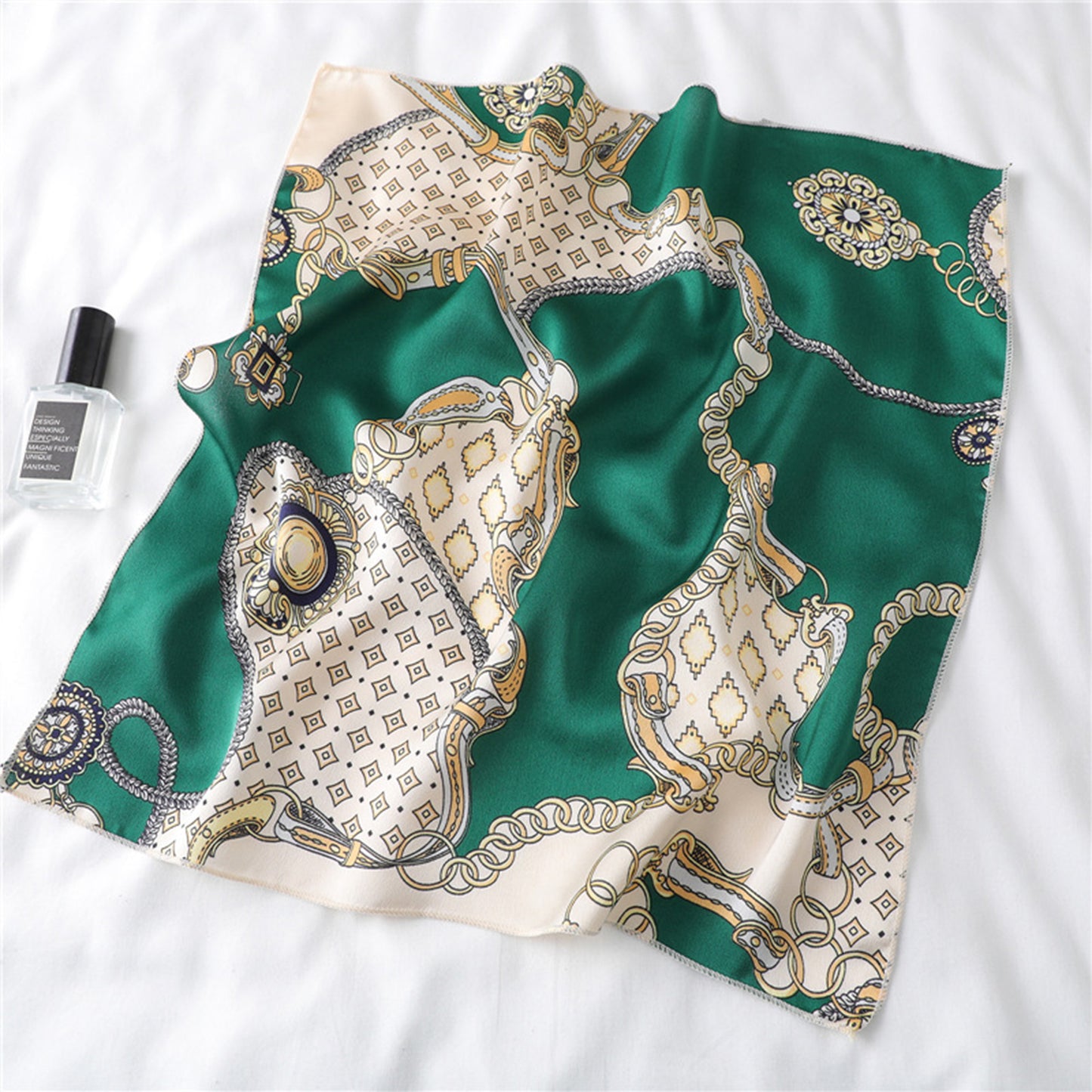 Anna-Kaci Women's Baroque Print Satin Scarf with Glossy Finish 20¡Á20 Inches