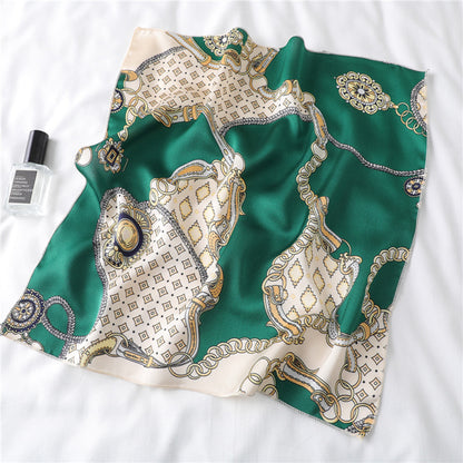 Anna-Kaci Women's Baroque Print Satin Scarf with Glossy Finish 20¡Á20 Inches