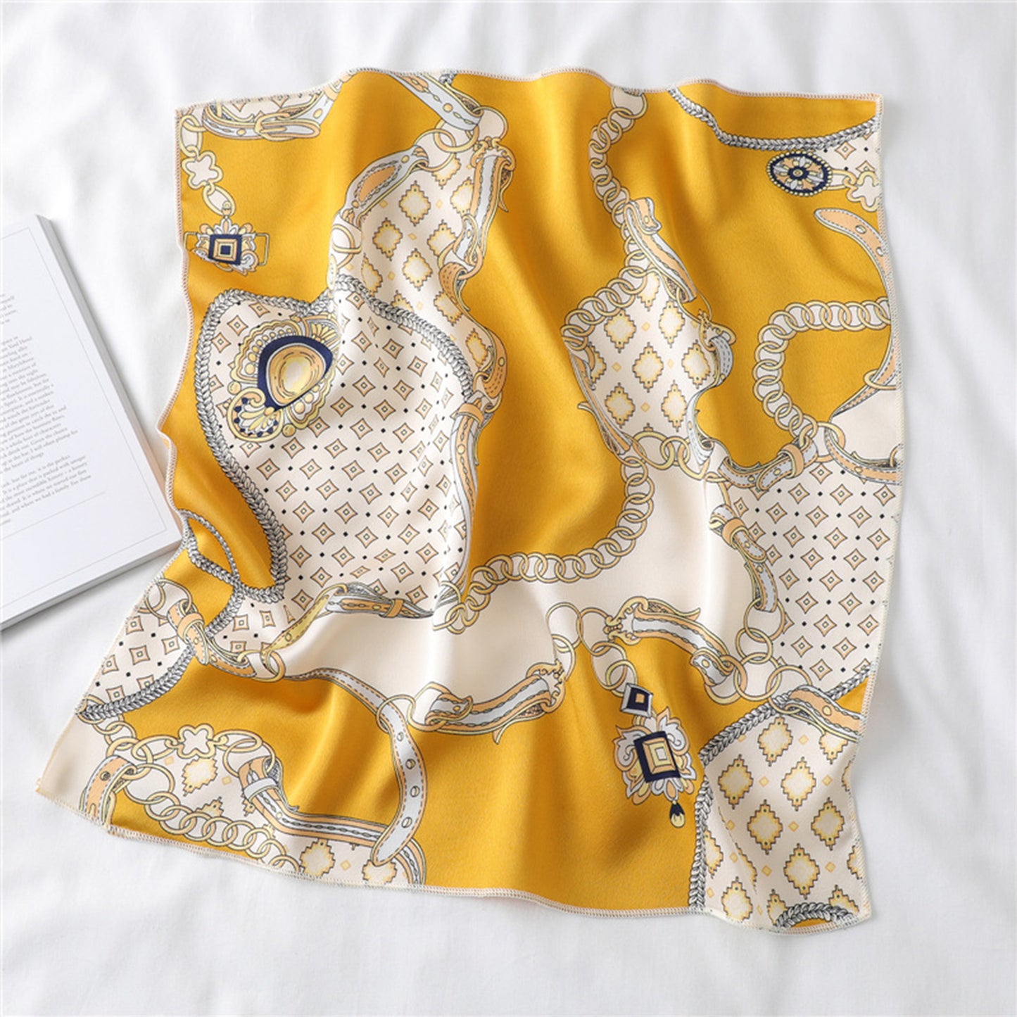 Anna-Kaci Women's Baroque Print Satin Scarf with Glossy Finish 20¡Á20 Inches