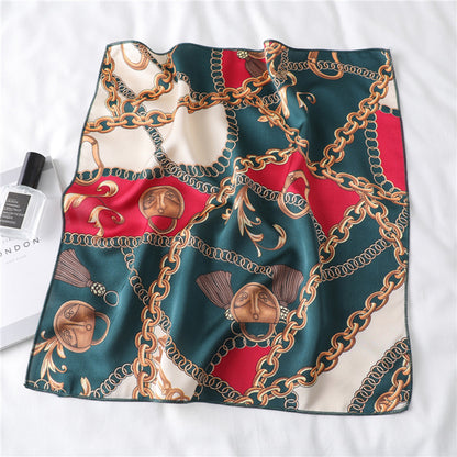 Anna-Kaci Women's Chain Print Satin Scarf with Luxury Inspired Design 20¡Á20 Inches