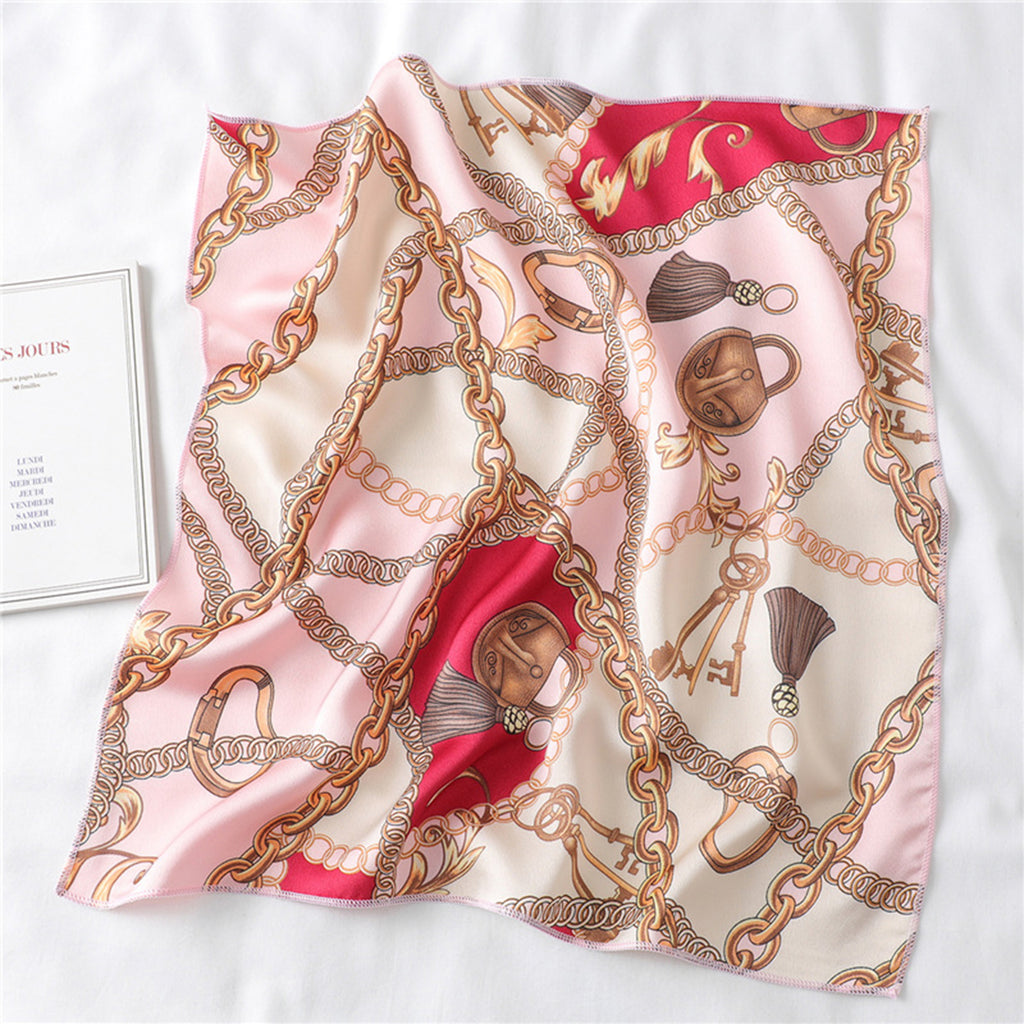 Anna-Kaci Women's Chain Print Satin Scarf with Luxury Inspired Design 20¡Á20 Inches