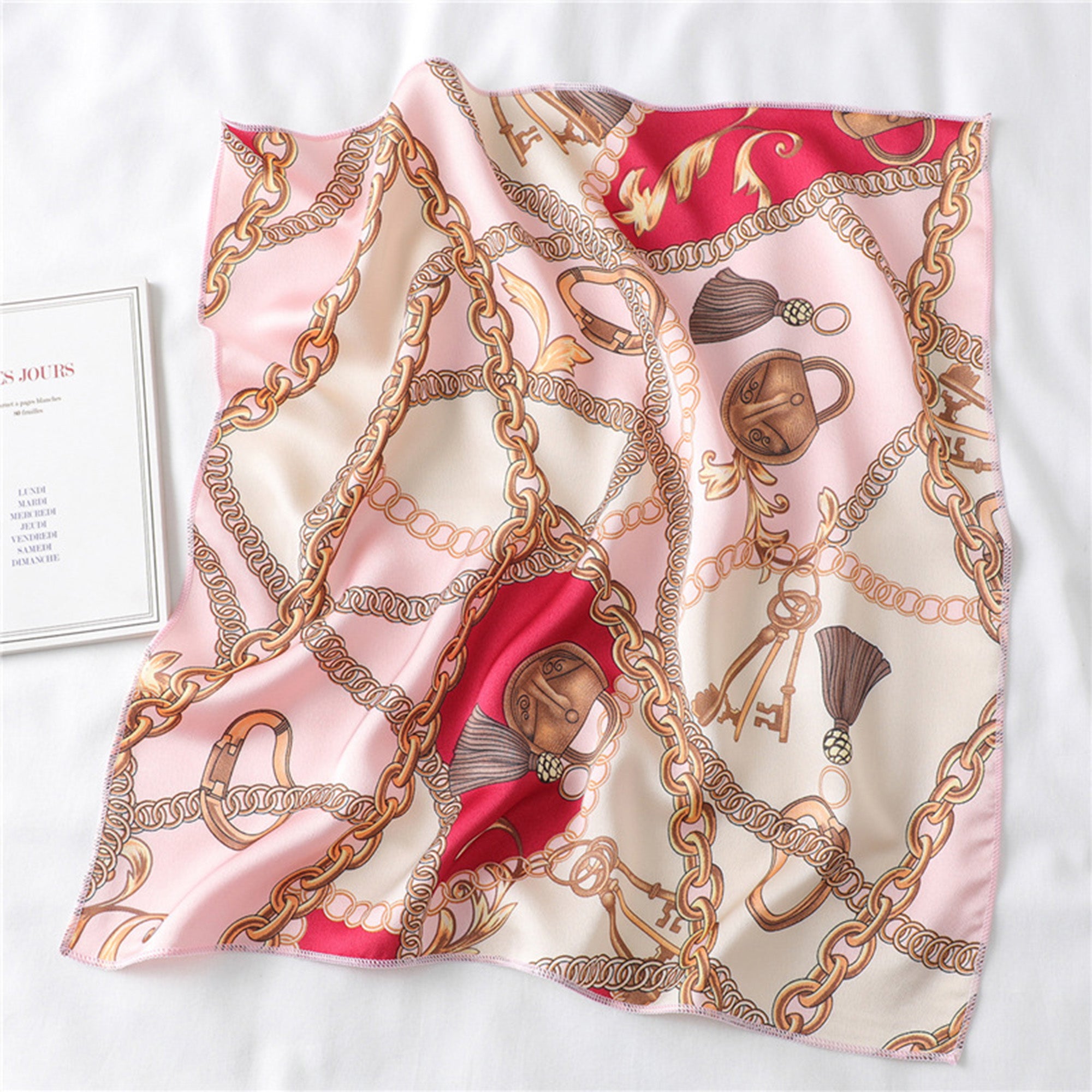 Anna-Kaci Women's Chain Print Satin Scarf with Luxury Inspired Design 20¡Á20 Inches