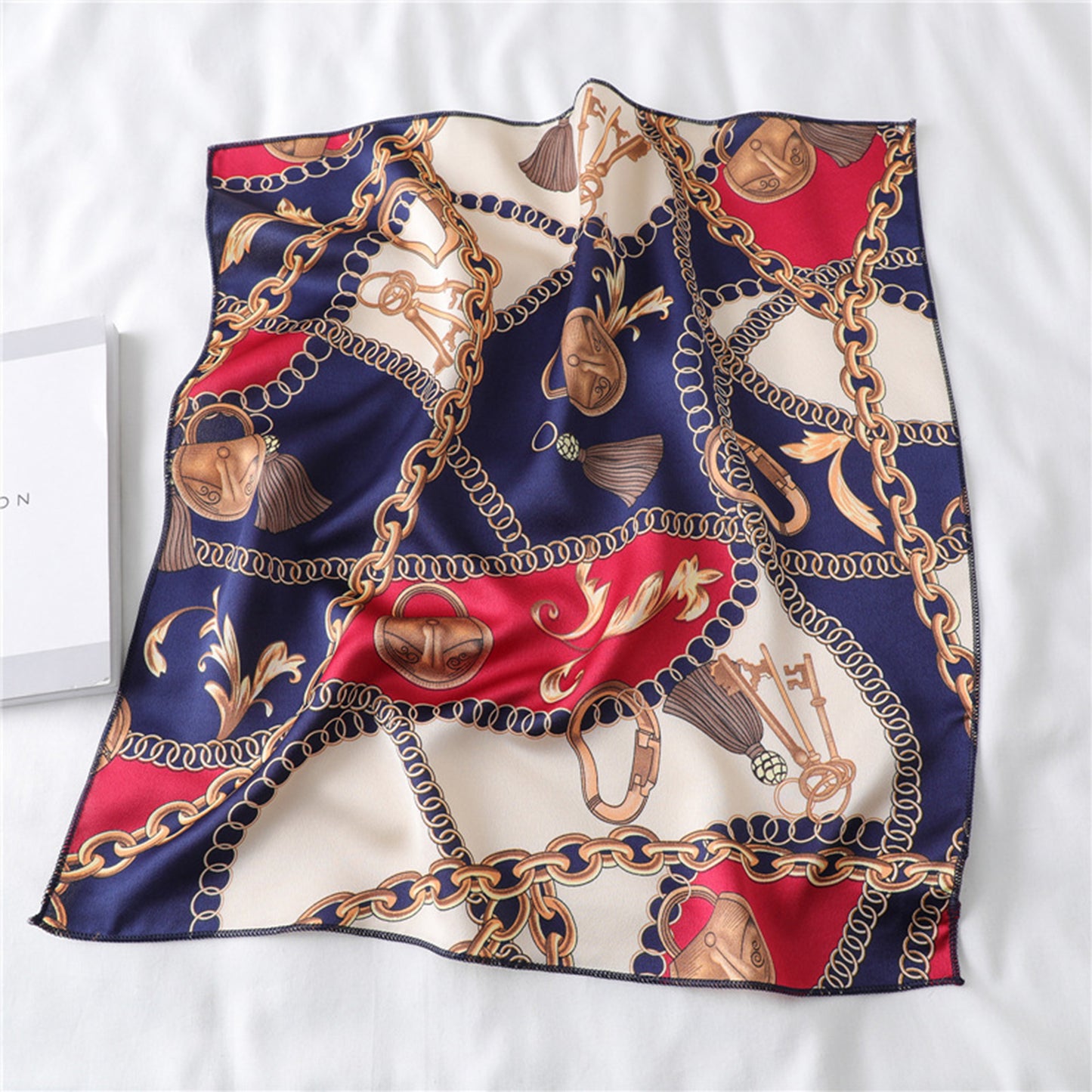 Anna-Kaci Women's Chain Print Satin Scarf with Luxury Inspired Design 20¡Á20 Inches