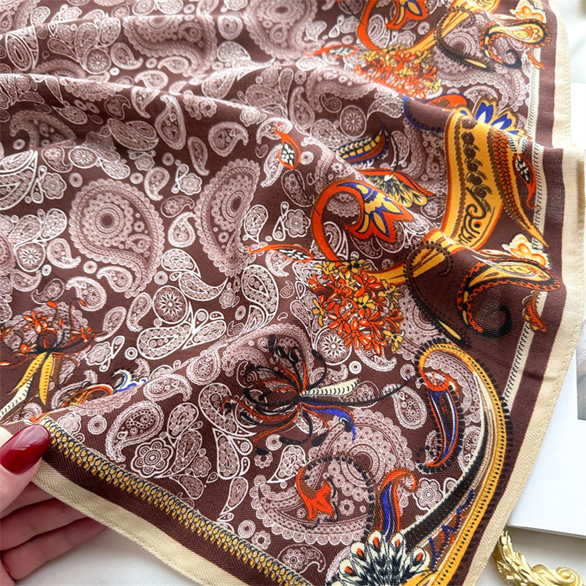 Anna-Kaci Women's Paisley Print Scarf with Classic Bohemian Design 27¡Á27 Inches