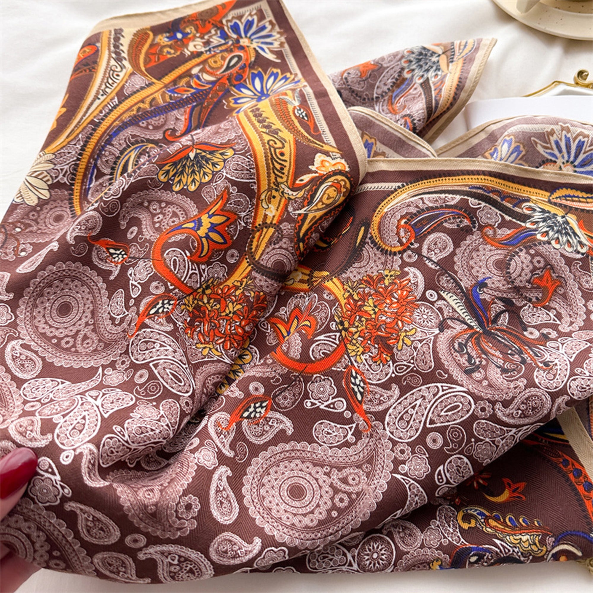 Anna-Kaci Women's Paisley Print Scarf with Classic Bohemian Design 27¡Á27 Inches