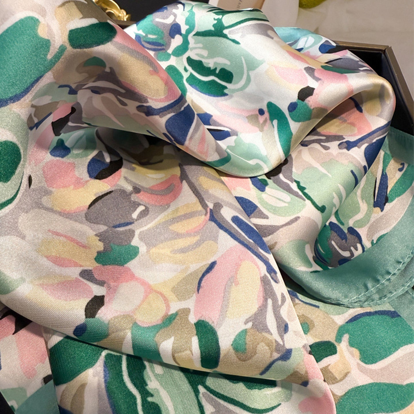 Anna-Kaci Women's Abstract Floral Scarf with Vibrant Watercolor Print 27¡Á27 Inches