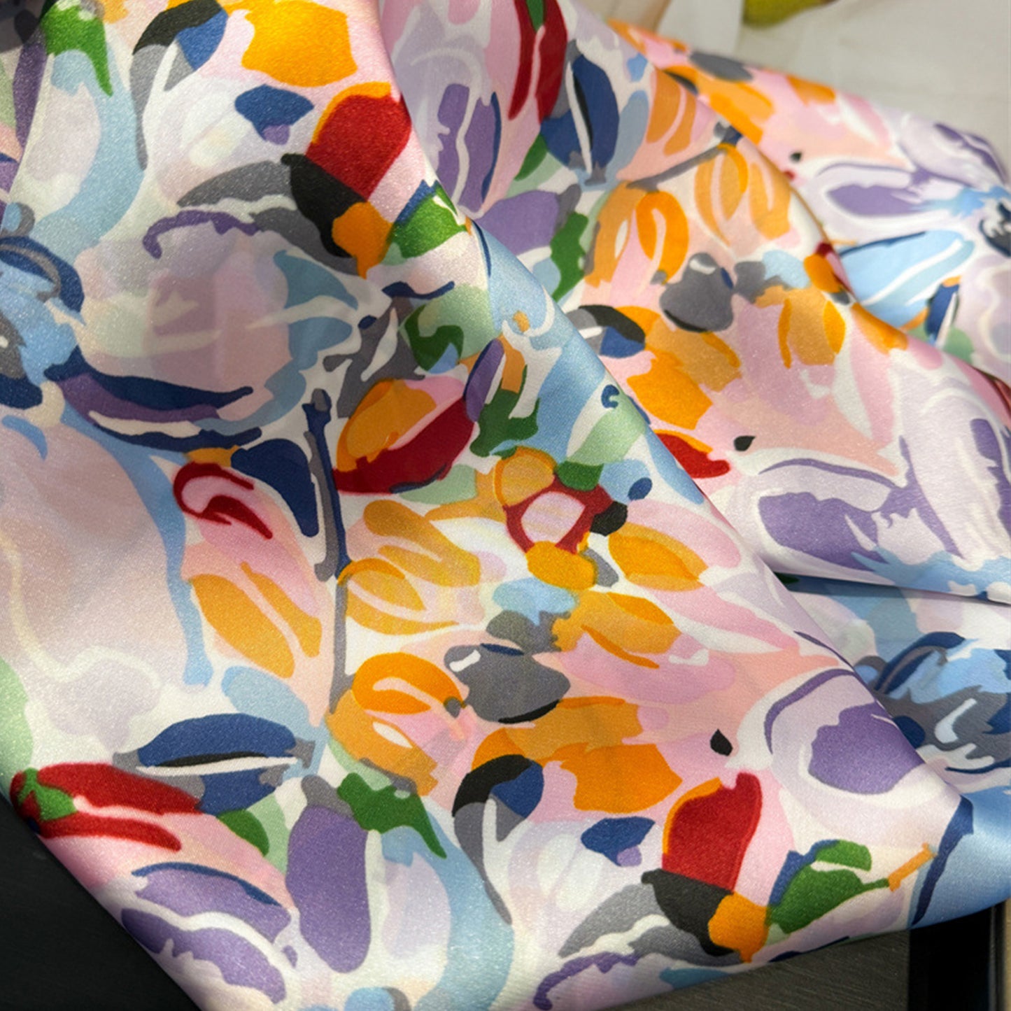 Anna-Kaci Women's Abstract Floral Scarf with Vibrant Watercolor Print 27¡Á27 Inches