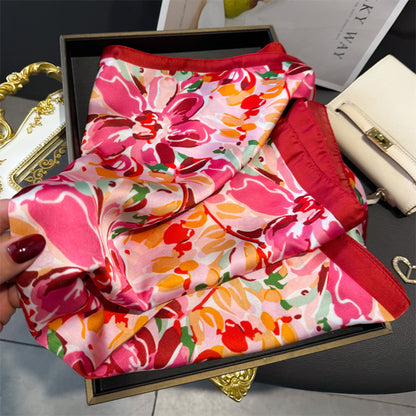 Anna-Kaci Women's Abstract Floral Scarf with Vibrant Watercolor Print 27¡Á27 Inches