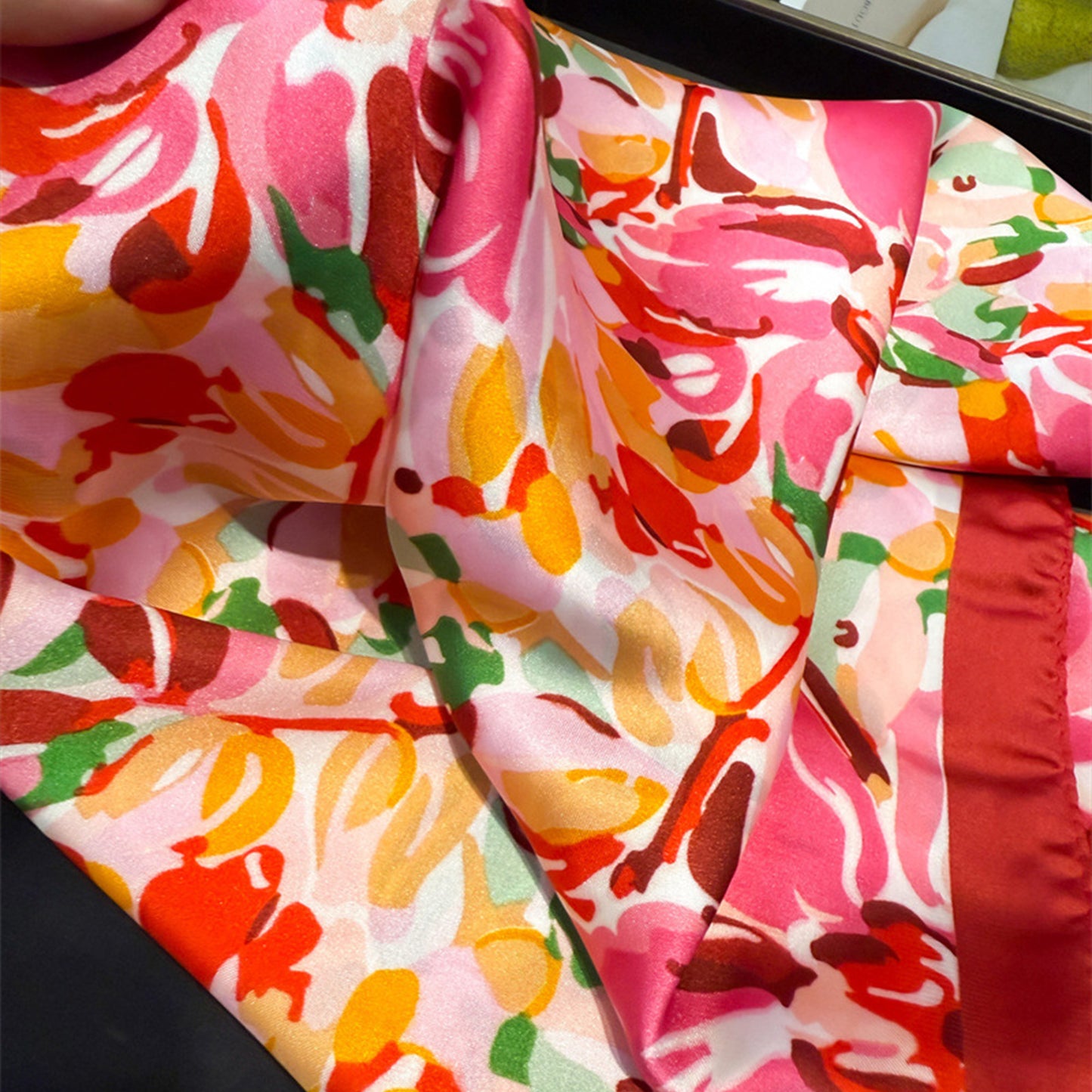 Anna-Kaci Women's Abstract Floral Scarf with Vibrant Watercolor Print 27¡Á27 Inches