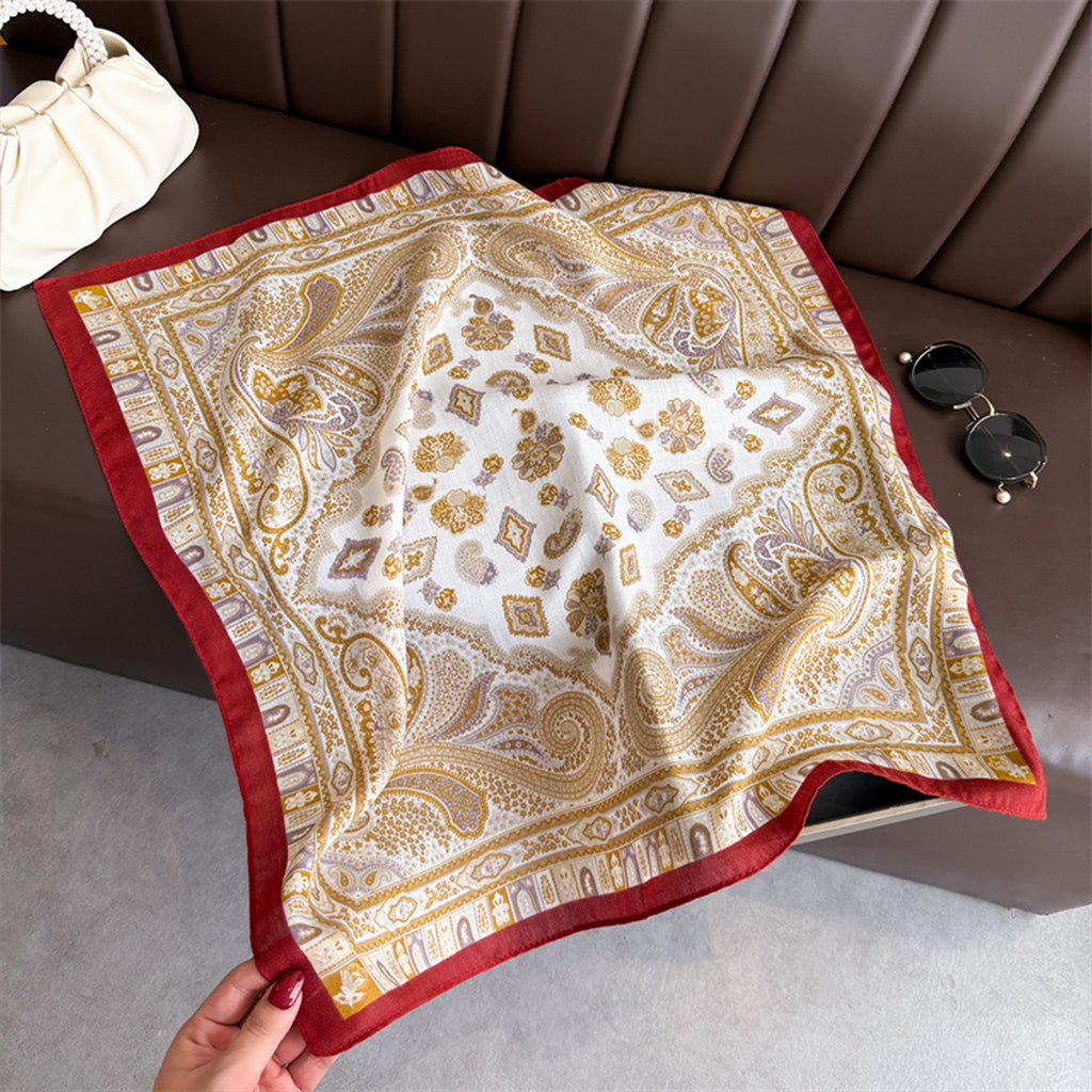 Anna-Kaci Women's Vintage Paisley Print Cotton Feel Scarf 27¡Á27 Inches