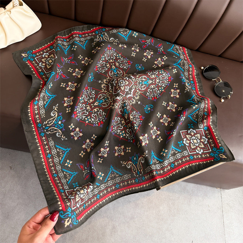 Anna-Kaci Women's Vintage Paisley Print Cotton Feel Scarf 27¡Á27 Inches
