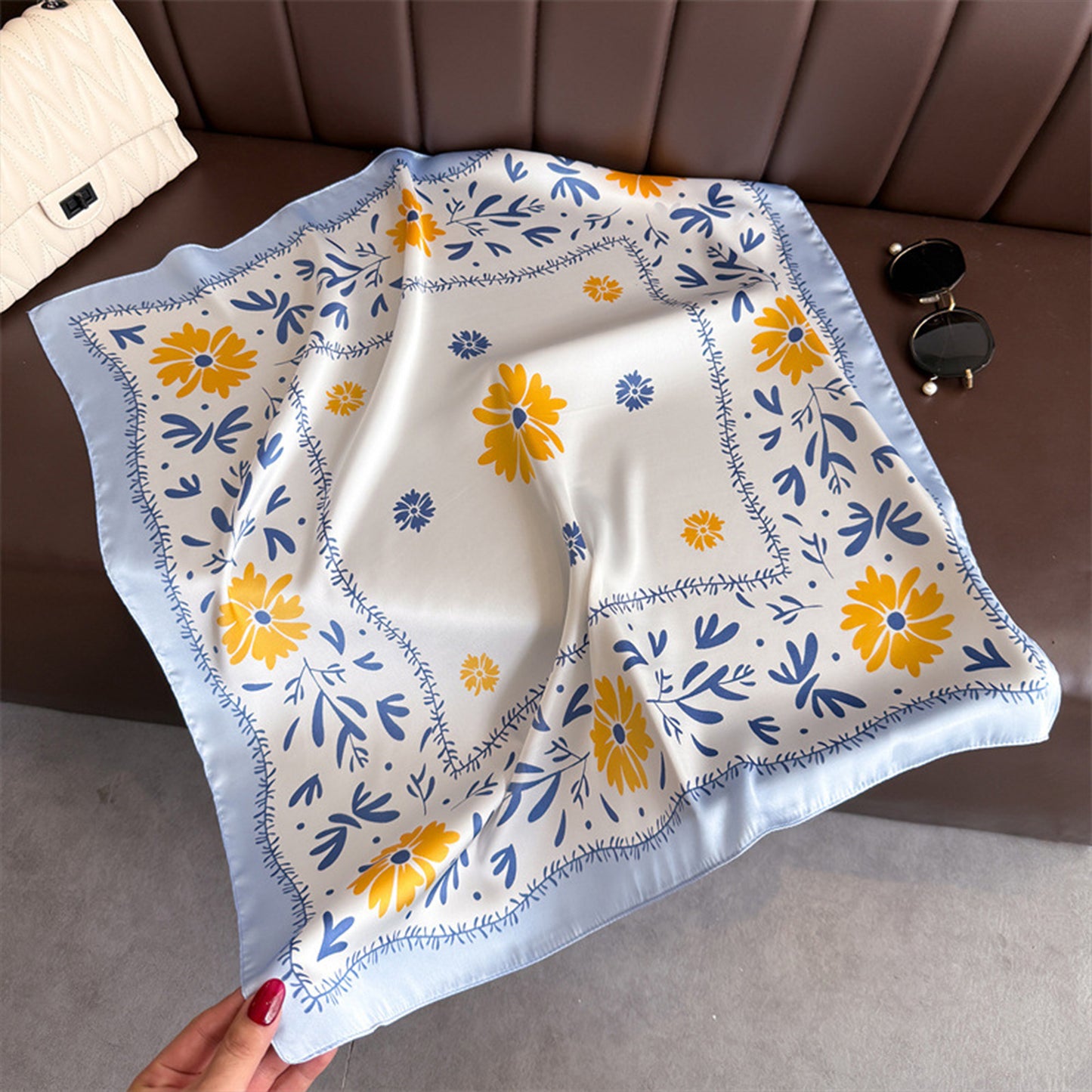 Anna-Kaci Women's Cute Scarf with Floral Print and Soft Glossy Finish 27¡Á27 Inches