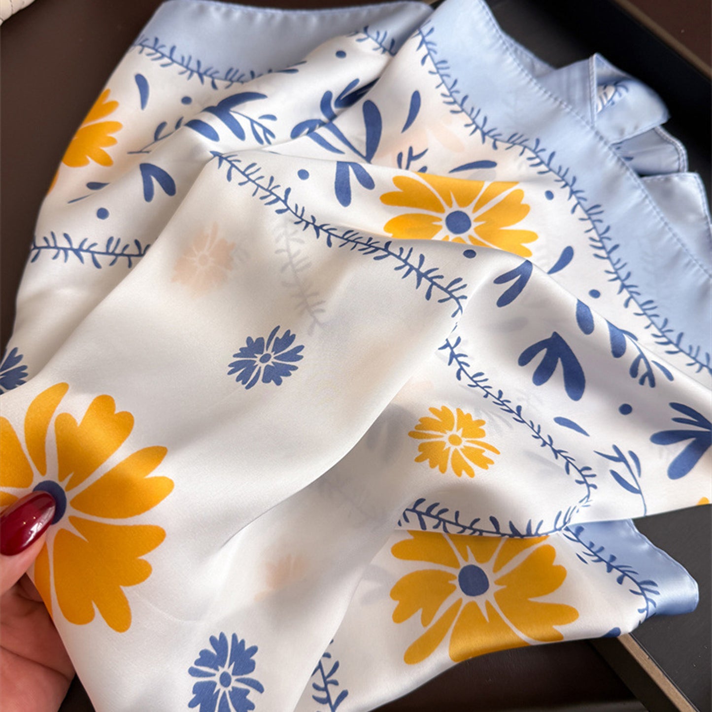 Anna-Kaci Women's Cute Scarf with Floral Print and Soft Glossy Finish 27¡Á27 Inches